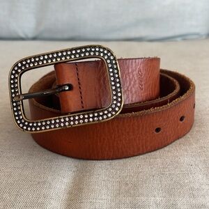 American Eagle Outfitters Brown Leather Belt with Bling Buckle